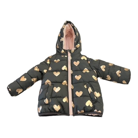 Carter's Baby Girl Heavyweight Grey Heart Jacket 18 Months - Picture 1 of 7
